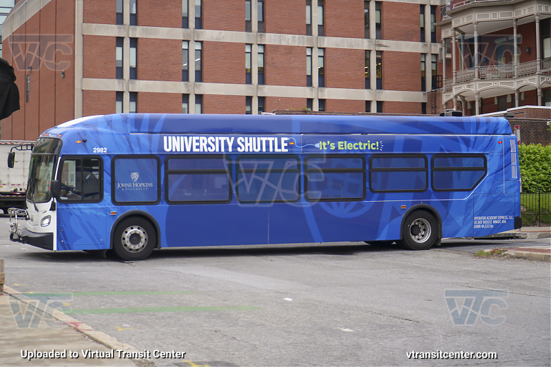 Johns Hopkins University 2982
Johns Hopkins University Shuttle
New Flyer Xcelsior CHARGE
Keywords: Academy;Johns Hopkins University;New Flyer Xcelsior CHARGE;New Flyer XE40;Electric Bus