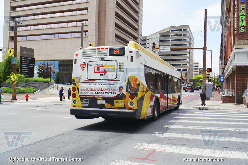 MTA Maryland BaltimoreLink 12017 on CityLink Brown
CityLink Brown to UM Medical Center
New Flyer Xcelsior Hybrid
