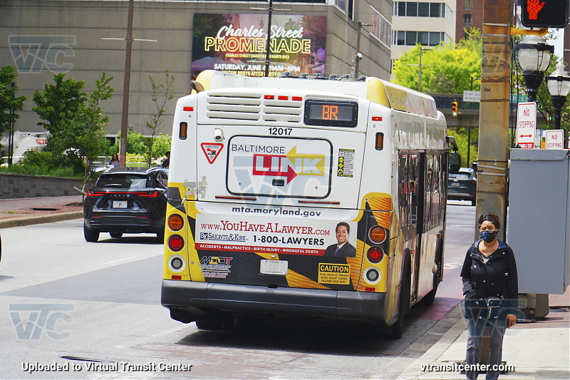 MTA Maryland BaltimoreLink 12017 on CityLink Brown
CityLink Brown to UM Medical Center
New Flyer Xcelsior Hybrid

