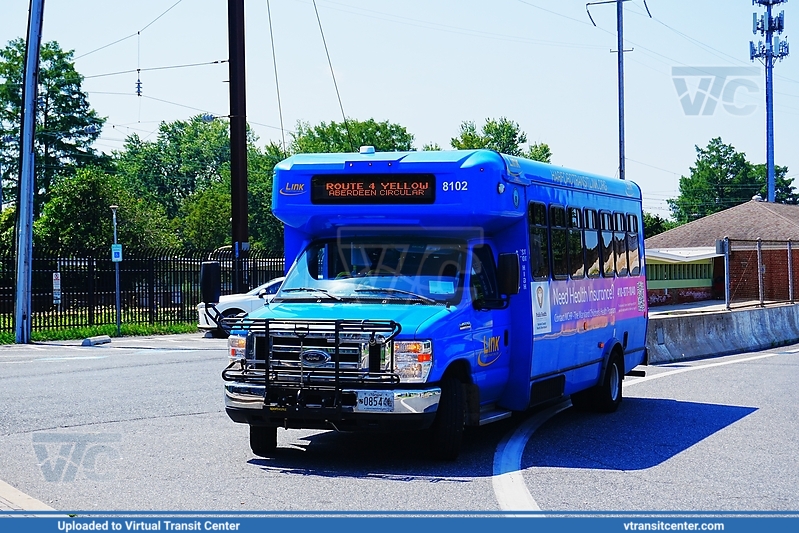 Harford LINK 8102 on route 4
Route 4 (Yellow)
Ford E450/Coach and Equipment Phoenix

