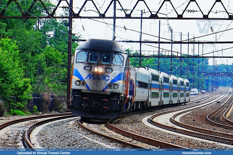 MARC 33 leading Northbound Penn Line
MARC Penn Line to Baltimore
MPI MP36PH-3C
