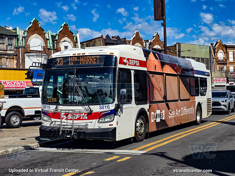 SEPTA 3816 on route 23
Route 23 to 11th-Market
Keywords: SEPTA Bus;New Flyer XDE40