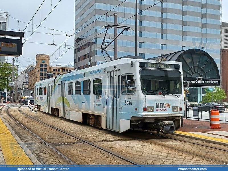 MTA Maryland Light Rail 5048 on Light RailLink
Light RailLink to Hunt Valley
ABB LRV
Convention Center Station, Baltimore, Maryland
May 5th, 2022
