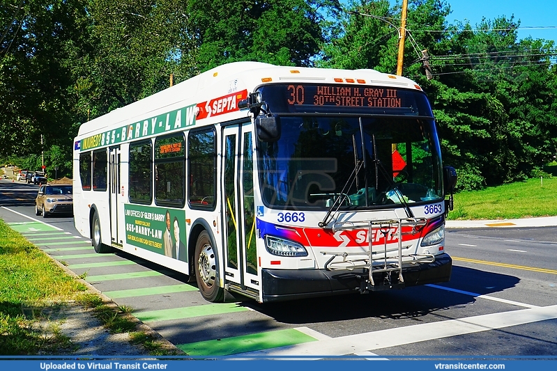 SEPTA 3663 on Route 30
Route 30 to William H Gray 30th Street Station
New Flyer XDE40
