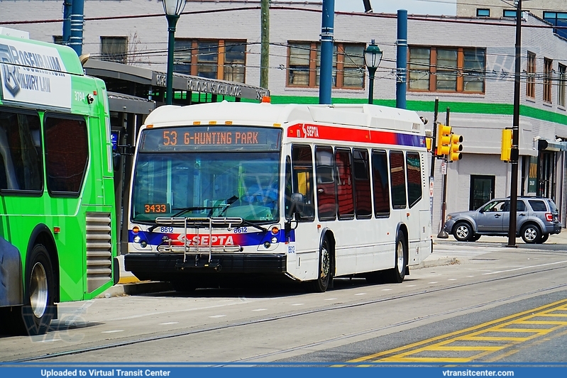 SEPTA 8612 on Route 53
Route 53 to Richmond-Westmoreland (Signed up as G-Hunting Park)
NovaBus LFS
