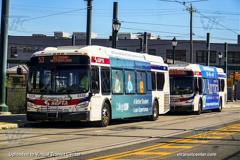 SEPTA 3335 on Route 53 and 3160 on route 73 by DashTransit