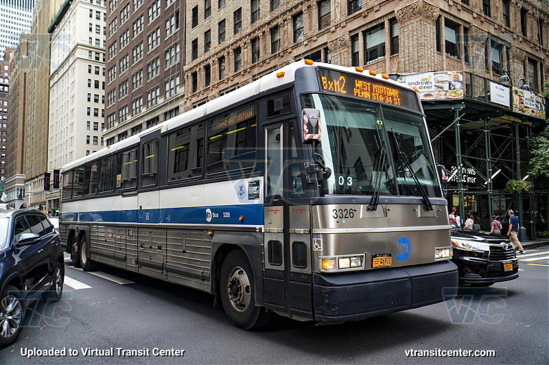 MTA New York City 3326 on Route BxM2
Route BxM2 to West Midtown, Penn Station-34 St
Keywords: MTA Bus;MCI D4500