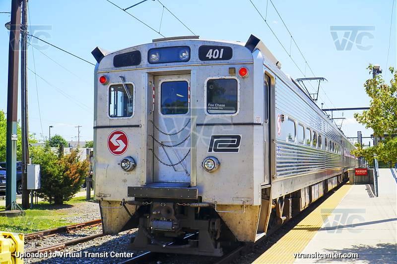 SEPTA Silverliner IV 401 Leading Fox Chase Train
Fox Chase Line 
Penn Central Heritage Car
GE Silverliner IV
Keywords: SEPTA Regional Rail;Penn Central;Heritage Car;Retro Livery