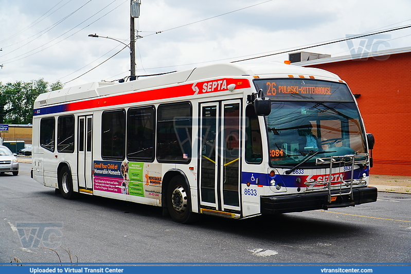 SEPTA 8633 on Route 26 Detoured
Route 26 to Rittenhouse-Pulaski
NovaBus LFS
Keywords: SEPTALFS