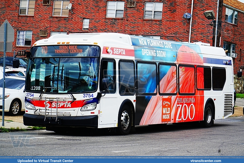 SEPTA 3754 on Route 70
Route 70 to Fern Rock Transit Center
New Flyer XDE40
Keywords: SEPTXDE40