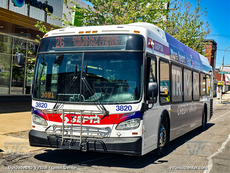 SEPTA 3820 on Route 26
Route 26 to One-Olney Square Shopping Center
New Flyer Xcelsior
