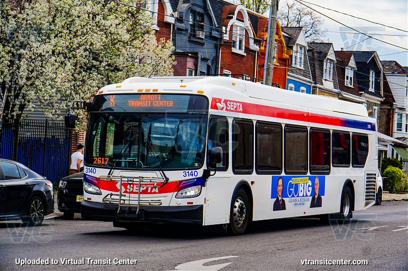 SEPTA 3140 on Route K
Route K to Arrott Transit Center
New Flyer XDE40
