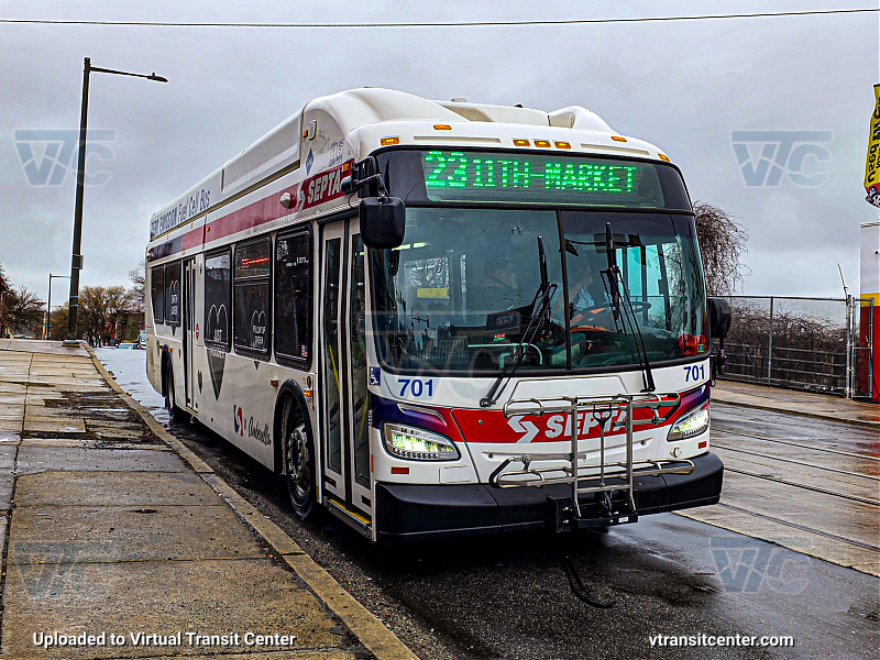 SEPTA XHE40 701 on Route 23
Route 23 to 11th-Market
New Flyer XHE40
Keywords: SEPTA Bus;Hydrogen Fuel Cell;New Flyer XHE40;Zero Emissions Bus