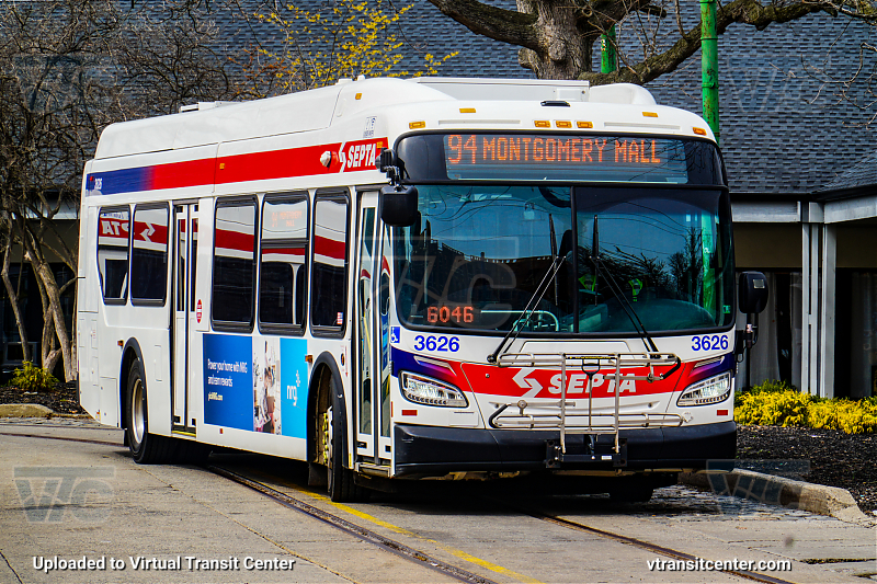SEPTA 3626 on Route 94
Route 94 to Montgomery Mall
New Flyer XDE40
Keywords: SEPTA;New Flyer Xcelsior;New Flyer XDE40