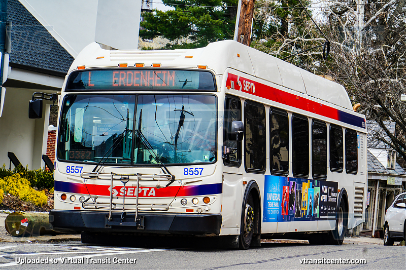 SEPTA 8557 on Route L
Route L to Chestnut Hill (Signed as Erdenheim)
New Flyer DE40LFR
Keywords: SEPTA Bus;New Flyer Restyled;New Flyer DE40LFR