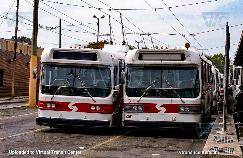 SEPTA AMG 853 and 859 at Frankford
American General Metropolitan 10240-T
November 1996
Photo by Transvideo Productions
Keywords: SEPTA Bus;American General;Enhanced with AI