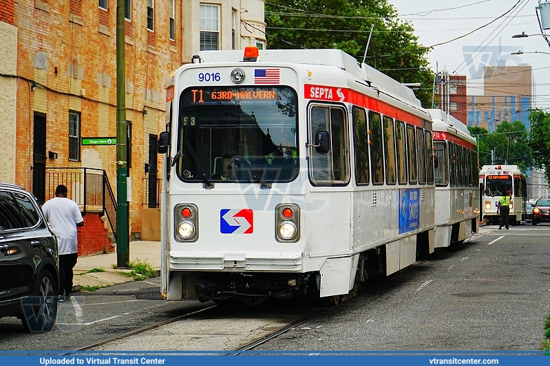 SEPTA Trolley K-car 9016 on Route T1
Route T1 to 63rd-Malvern
Kawasaki LRV
Keywords: SEPTATrolley;Kawasaki