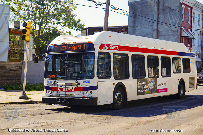SEPTA 8510 on Route 7
Route 7 to 33rd-Dauphin
Low Floor Restyled
