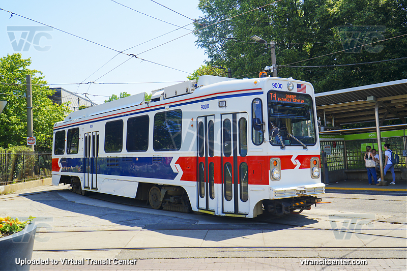 SEPTA Trolley K-Car 9000 on Route T4
Route T4 to Darby Transit Center (Former Route 11)
Retro "1980's Delivery Livery"
Keywords: SEPTA Retro Trolley;Throwback Livery;Retro Livery;SEPTA Trolley;Kawasaki LRV