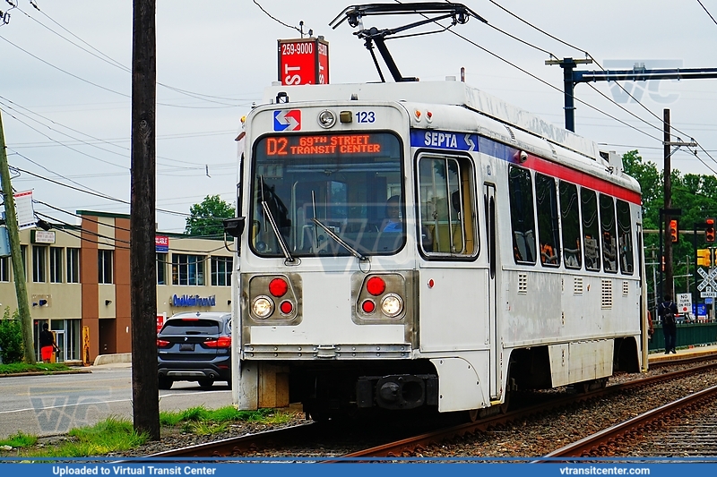SEPTA Trolley Suburban K-Car 123 on D2
SEPTA Metro D2 Line to 69th Street Transit Center
Kawasaki Double Ended LRV
Keywords: SEPTATrolley;Kawasaki