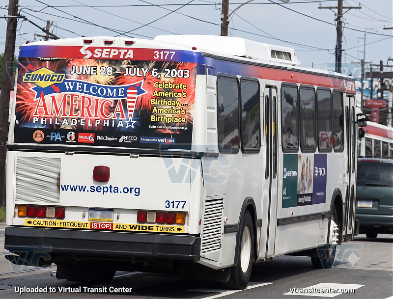 SEPTA Neoplan 3177 on Route 66
Rear view, during the Frankford Swing
Enhanced with Google Gemini
Keywords: SEPTA Bus;Neoplan AN440;Enhanced with AI