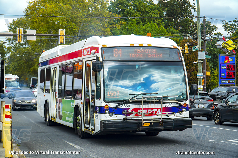 SEPTA 8650 on Route 84
Route 84 to Frankford Transit Center
Keywords: SEPTA Bus;NovaBus LFS