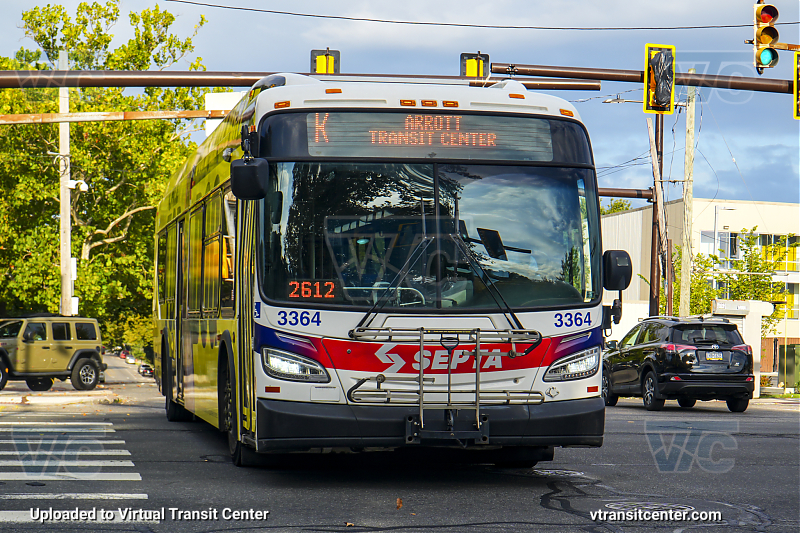 SEPTA 3364 on Route K
Route K to Arrott Transit Center
Keywords: SEPTA Bus;New Flyer XDE40