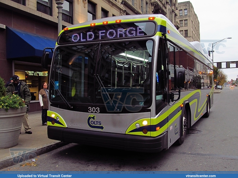 COLTS 303
To Old Forge
Gillig BRT
Wyoming Avenue North of Lackawanna St, Scranton, PA
October 22nd, 2011

