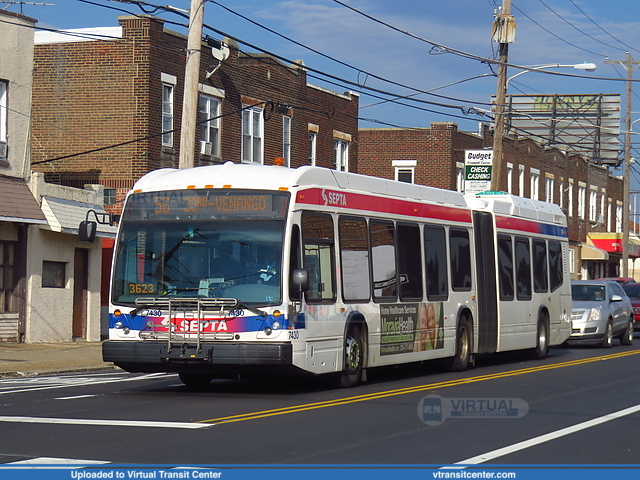 SEPTA 7430 on route 56
56 to 23rd-Venango
Novabus LFS Articulated 
Torresdale Avenue and Bridge Street, Philadelphia, PA
Keywords: SEPTA;NovaBus LFSA;NovaBus LFS;Articulated;Route 56