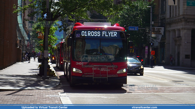 Pittsburgh Regional Transit 3405 on route O1
O1 Ross Flyer
New Flyer XD60
Seventh Street and Liberty Avenue, Pittsburgh, PA
Keywords: PRT