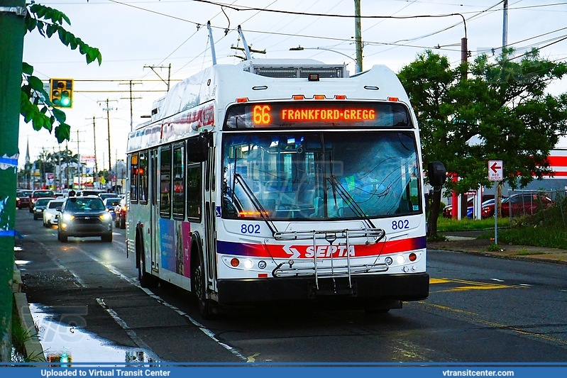 SEPTA 802 on Route 66
Route 66 to Frankford-Gregg
New Flyer E40LFR
Keywords: SEPTAE40LFR
