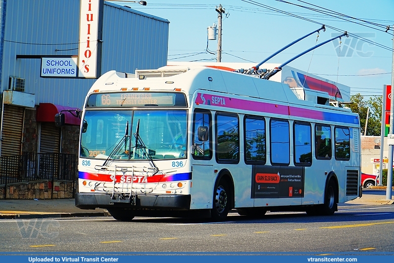 SEPTA 836 on Route 66
Route 66 to Frankford Transit Center
New Flyer E40LFR
Keywords: SEPTAE40LFR
