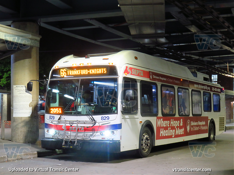 SEPTA 829 on Route 66
Route 66 to Frankford-Knights
Keywords: SEPTA Bus;New Flyer E40LFR