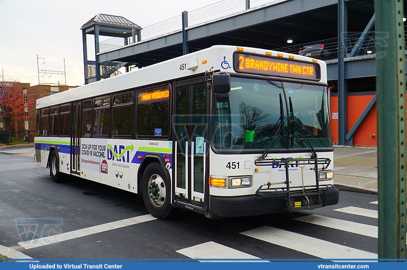 DART First State 451 on Route 2
Route 2 to Brandywine Town Center
Gillig Low Floor
Outside Wilmington Transit Center, Wilmington, Delaware
December 2nd, 2021
Keywords: DARTFirstState;GilligLF