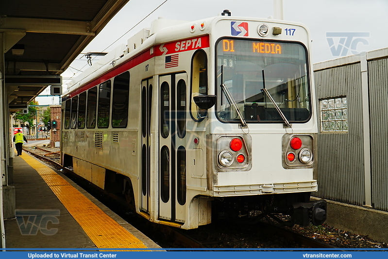 SEPTA Trolley Suburban K-Car 117 on D1
SEPTA Metro D1 to Media
Kawasaki Double Ended LRV
Keywords: SEPTATrolley;Kawasaki