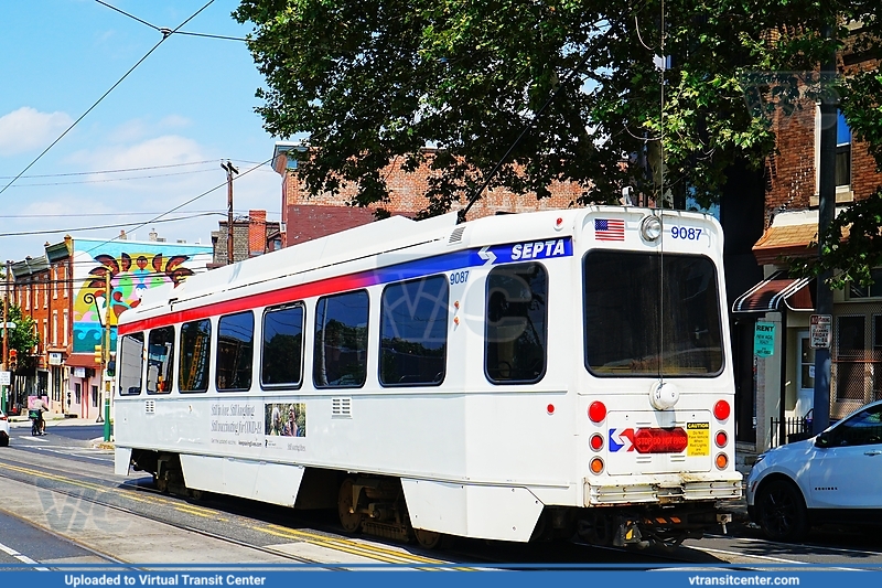 SEPTA Trolley K-car 9087 Rear
Rear, driver view
Kawasaki LRV
