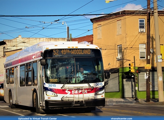 SEPTA 3015 on route 52
Route 52 to 49th-Woodland
New Flyer Xcelsior "XDE40"
49th St and Woodland Av, Philadelphia, PA
October 24th, 2017
Keywords: New;Flyer;Xcelsior;XDE40