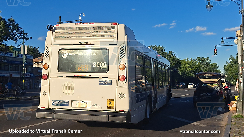 MTA New York City 8009 on the B99 3 shuttle 
Rear view
