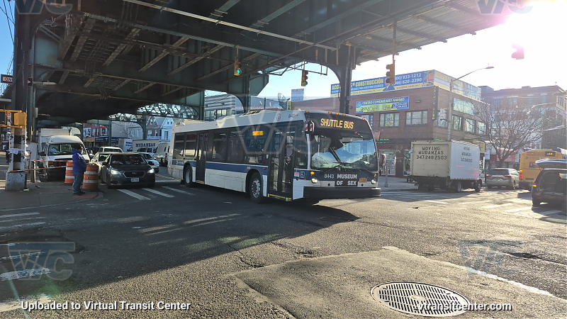 2015 Nova LFS #8443 on the T324 7 train shuttle
2015 Nova LFS #8443 on the T324 7 train shuttle
