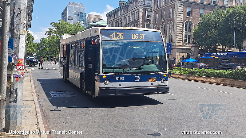 2015 Nova Bus #8193 on the M126 1 shuttle 
2015 Nova Bus #8193 on the M126 1 shuttle 
