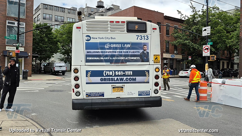 MTA New York City 7313 on the F shuttle 
2015 NFI XD40 #7313 on the F shuttle 
