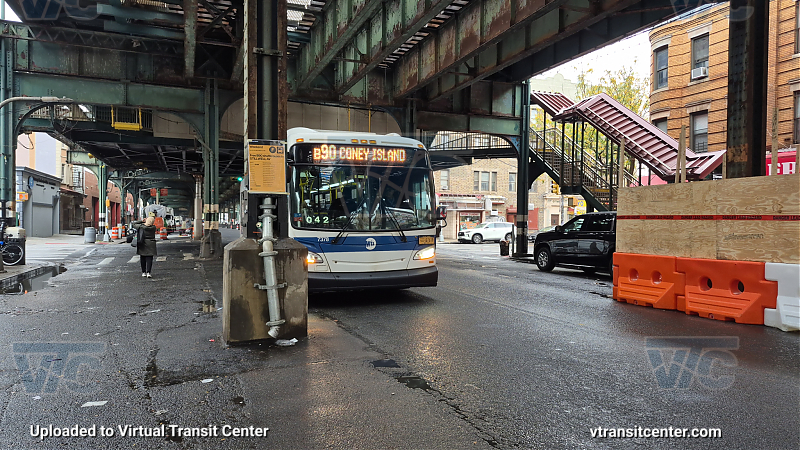 MTA New York City 7378 on the B90 F shuttle 
2015 NFI XD40 #7378 on the B90 F shuttle 
