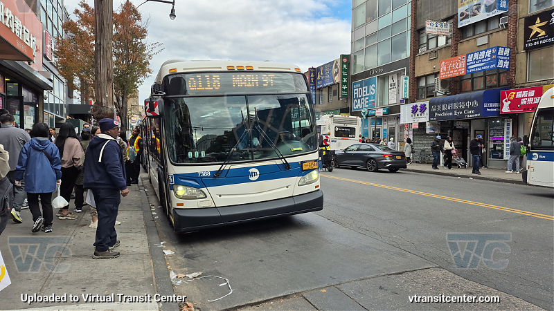MTA New York City 7388 on the T321 7 shuttle (signed to Q118)
2015 NFI XD40 #7388 on the T321 7 shuttle (signed to Q118)
