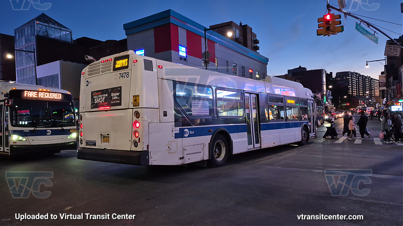 MTA New York City 7478 on the T321 7 shuttle 
2015 NFI XD40 #7478 on the T321 7 shuttle 
