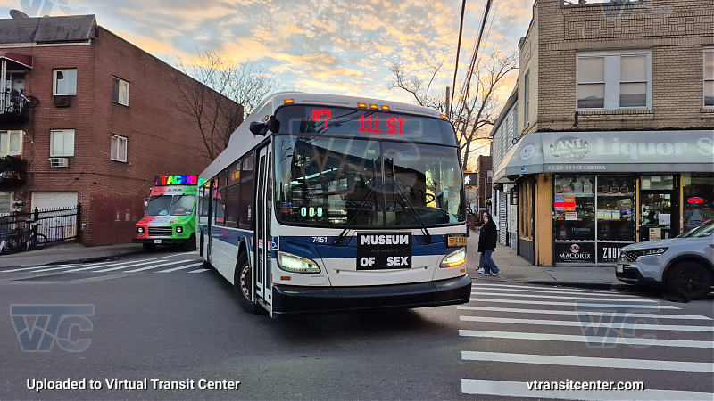 MTA New York City 7451 on the T324 7 shuttle
2015 NFI XD40 #7451 on the T324 7 shuttle
