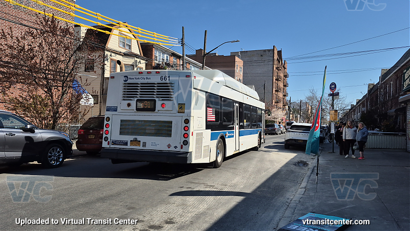 MTA New York City 661 on the T464 Q shuttle 
2013 NFI C40LF #661 on the T464 Q shuttle 
