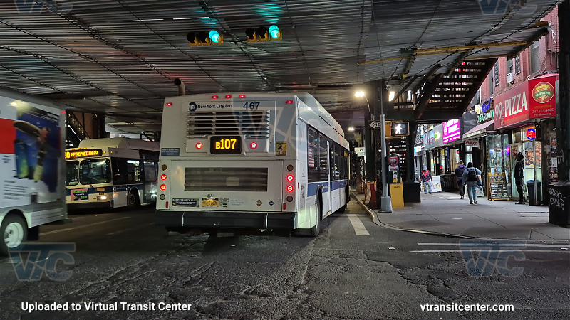 MTA New York City 467 on the B107 M shuttle 
2012 NFI C40LF #467 on the B107 M shuttle 
