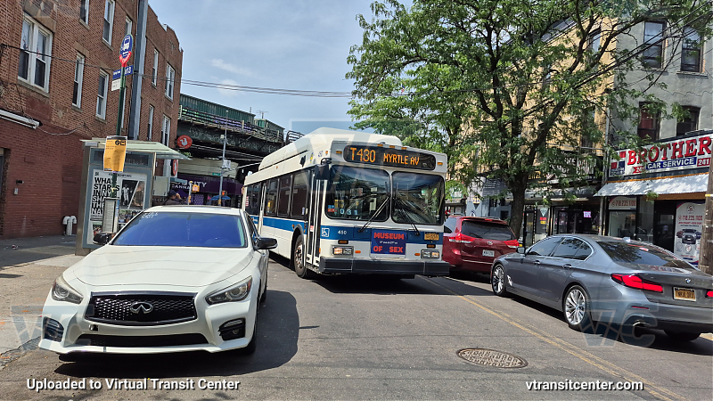 MTA New York City 450 on the T430 J shuttle 
2012 NFI C40LF #450 on the T430 J shuttle 
