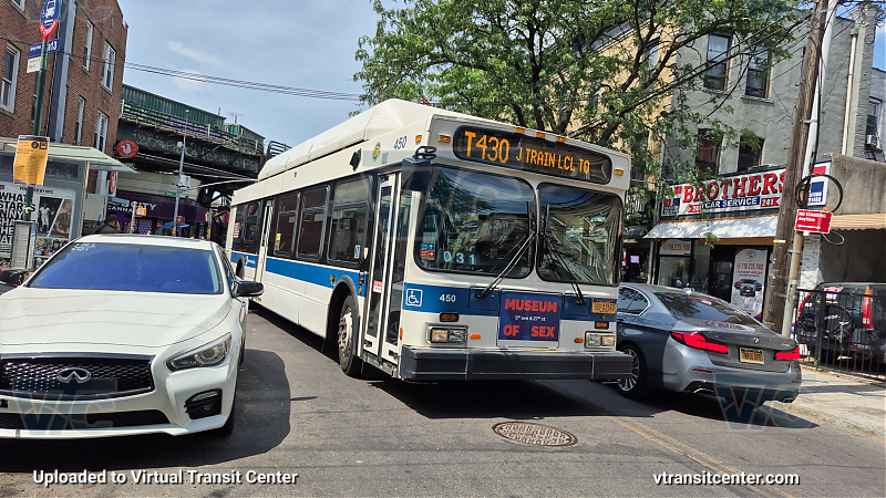 MTA New York City 450 on the T430 J shuttle 
2012 NFI C40LF #450 on the T430 J shuttle 
