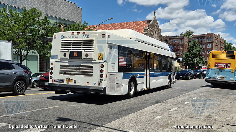 MTA New York City 230 on the 1 shuttle 
2011 NFI C40LF #230 on the 1 shuttle 
